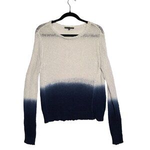 Lauren Womens Ombre Open Knit Sweater Medium White Casual Relaxed Cotton Minimal